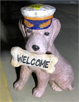 Dog welcome statue, composite material