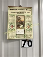 NATIONAL CITIZEN BANK 1924 CALENDAR
