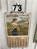 1902 LISTERS ANIMAL BONE FERTILIZERS CALENDAR