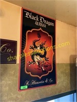 Black dragon metal sign