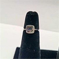 Sterling Silver Rainbow Topaz & Cz Ring SJC