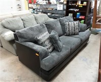 Gray Upholstered w Black Leatherette Couch ZFA
