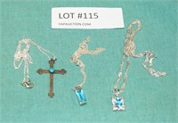 NECKLACE W/STERLING SILVER CROSS & ONE TRACE