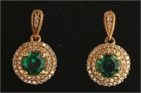 10kt Rose Gold 1.60 ct Emerald-Diamond Earrings