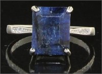 Genuine 4.13 ct Emerald Cut Sapphire Ring