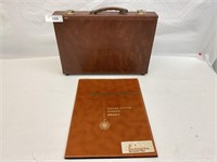 Vintage Leather Briefcase & Road Atlas