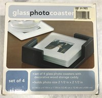 NIB GLASS PHOTO COASTERS