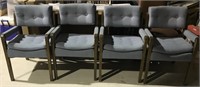 4 VINTAGE BLUE CLOTH OFFICE CHAIRS 1984