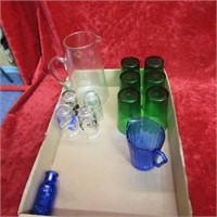 Vintage Glassware lot. Green drinking glasses and