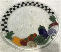 CLEAR PAINTED ROUND GLASS PLATTER