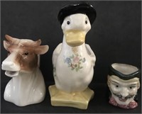 VINTAGE 3 SMALL PIECES: 2 CREAMERS AND DUCK PLANTE