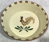 TAN HAND PAINTED DEEP DISH PIE PLATE ROOSTER