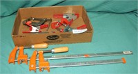 FLAT BOX OF WOODWORKING CLAMPS