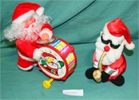 2 ANIMATED SANTA CLAUS TOY DECORATIONS