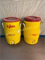 Pair of igloo water coolers