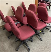 Lot of 9 red office chairs