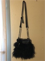 Aqua Madonna handbag, Mongolian lamb with leather