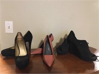 Three pair of ladies shoes, Nine West Size 10,