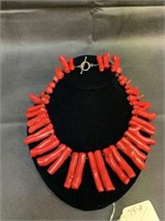 Red Coral Necklace, 16"L