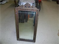 Antique Wooden Hanging Mirror: 30.5" Tall x 15.5"