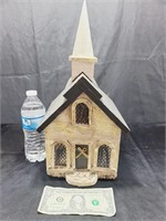 Large Wood Lighted Church No Cord