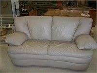 Leather Love Seat: 68" Wide x 32" Deep