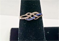 Sterling Braided Infinity Cz & Sapphire Ring SJC