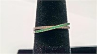 Sterling Silver Cz & Emerald Infinity Ring SJC