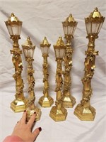 Lot of 6 gold lighted lanterns