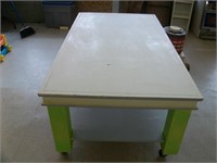 Wood Table on Wheels: 5ft Lg x 34" Wide x 23" Tall