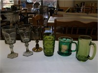 Assorted Glassware: Smokey & Green - Qty 6