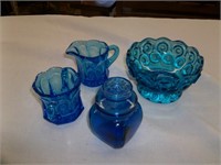 Blue Glass Candy Dish 3' Tall & 4.5" Wide