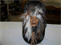 Indian Chief Head w/Feathers Wall Hanger: 15"x7.5"