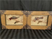 Flintlock Replica Pocket Pistols in Shadow Box