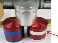 4 Piece Red &silver  2"x1.75" Magnetic Lid Herb