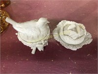 2 covered milk glass compote/candy dishes