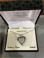 Sterling locket pendant necklace with tag