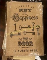 Hanging sign “There is no key to happiness the