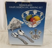 Gsa Silver Plated Grape Design 5 Pc Serving Set