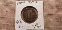 1917P Type 2 Standing Liberty Quarter VF Detail