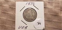 1876P Seated Liberty Quarter Full RIm & Shield