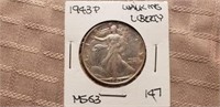1943P Walking Liberty Half Dollar MS63