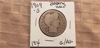 1909S Barber Half Dollar G/AG