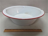 COLORFUL RED TRIM ENAMELED BASIN