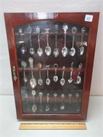 GREAT GLASS FRONT DISPLAY CASE/COLLECTOR SPOONS