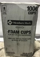 Case of Dart Members Mark foam cups
8oz, 1000