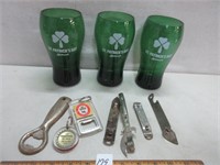 ST PATRICK'S DAY GLASSES AND BOTTLE OPENERS