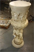 Ceramic Angel Plant Stand 32H, Small Chip