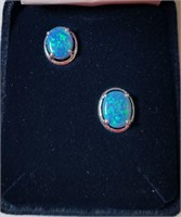 NEW - Round Opal Solitaire Earrings