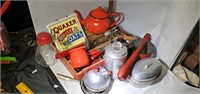 Huge Lot of Red Handle Kitchen and Kids Kitchen